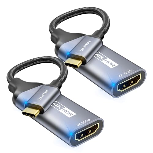 UANTIN 2 Pack USB C to HDMI Adapter [4K@60Hz] High-Speed USB Type-C 3.1 to HDMI 2.0 Female Converter [Thunderbolt 3/4 Compatible] for iPhone 15 Series, MacBook Pro/Air, iPad, S8-S23, Other USBC Laptop