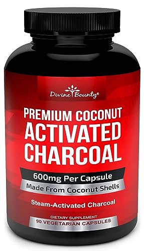 Divine Bounty Organic Activated Charcoal Capsules - 600mg Coconut Charcoal Pills - 90 Veggie Caps Divine Bounty Organic Activated Charcoal Capsules - 600mg Coconut Charcoal Pills - 90 Veggie Caps