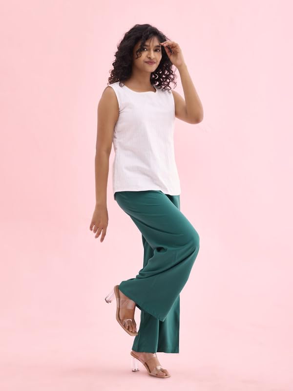 Image of GO COLORS Soft Viscose Basic Palazzo Full Length for Women| Breathable, Mid Rise, Relaxed Fit