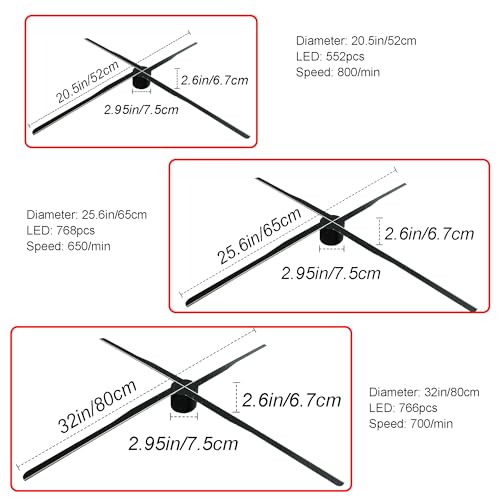 3d hologram fan 45cm 177 in 4-blade hd led spinning holographic projector display transparent compact for retail advertising and home decor