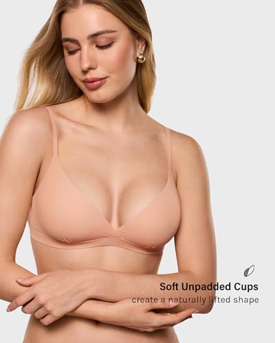 Image of INLYRIC Women's Inbarely Triangle Bralette Comfortable Unlined V Neck Wireless Smoothing Bra Top Stretch