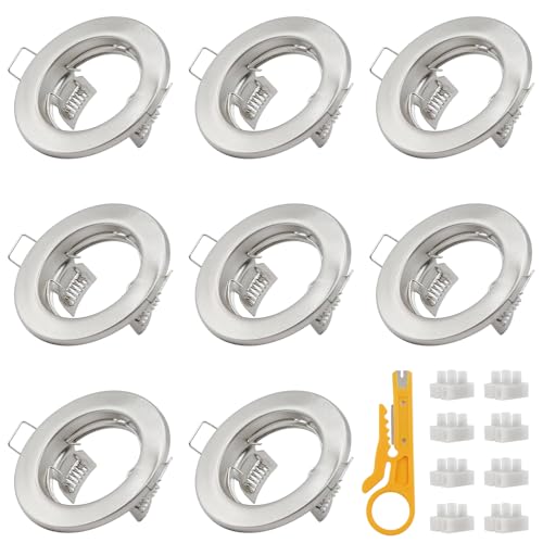 Image of KingYH 8 Pack GU10 Silver Round Downlight Bezel Trim Ring