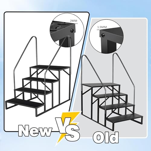 Escalera para Piscina Elevada 4 Peldaños Negra miniatura 4