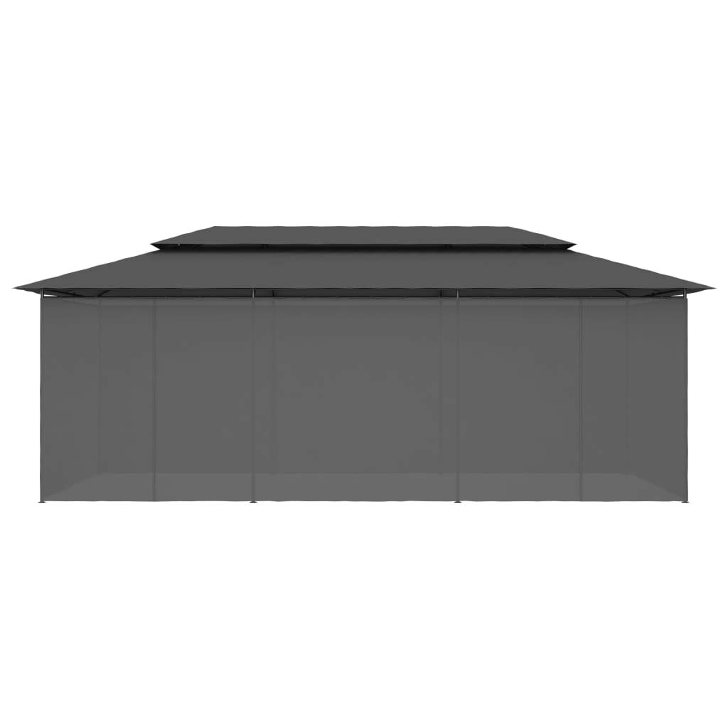 Pawilon z zasłonami, 600 x 298 x 270 cm, rama z rur stalowych, dach poliestrowy, odporny na promieniowanie UV, namiot ogrodowy z częściami bocznymi, ochrona przed deszczem i słońcem, na