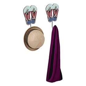 MyGift Nautical-Theme Flip Flop Sandal Entryway Wall-Hanging Single Ball Capped Storage Hook Coat, Coastal Starfish… 41siCWzAnvL. SS280