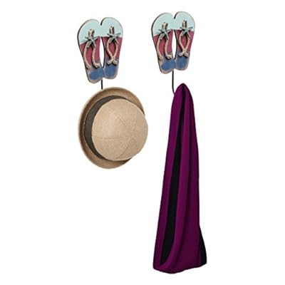 MyGift Nautical-Theme Flip Flop Sandal Entryway Wall-Hanging Single Ball Capped Storage Hook Coat, Coastal Starfish… 41siCWzAnvL. SS400