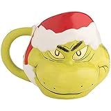 Dr. Seuss - Grinch with Santa Hat 16 Ounce Ceramic Sculpted Mug - Vandor 56366