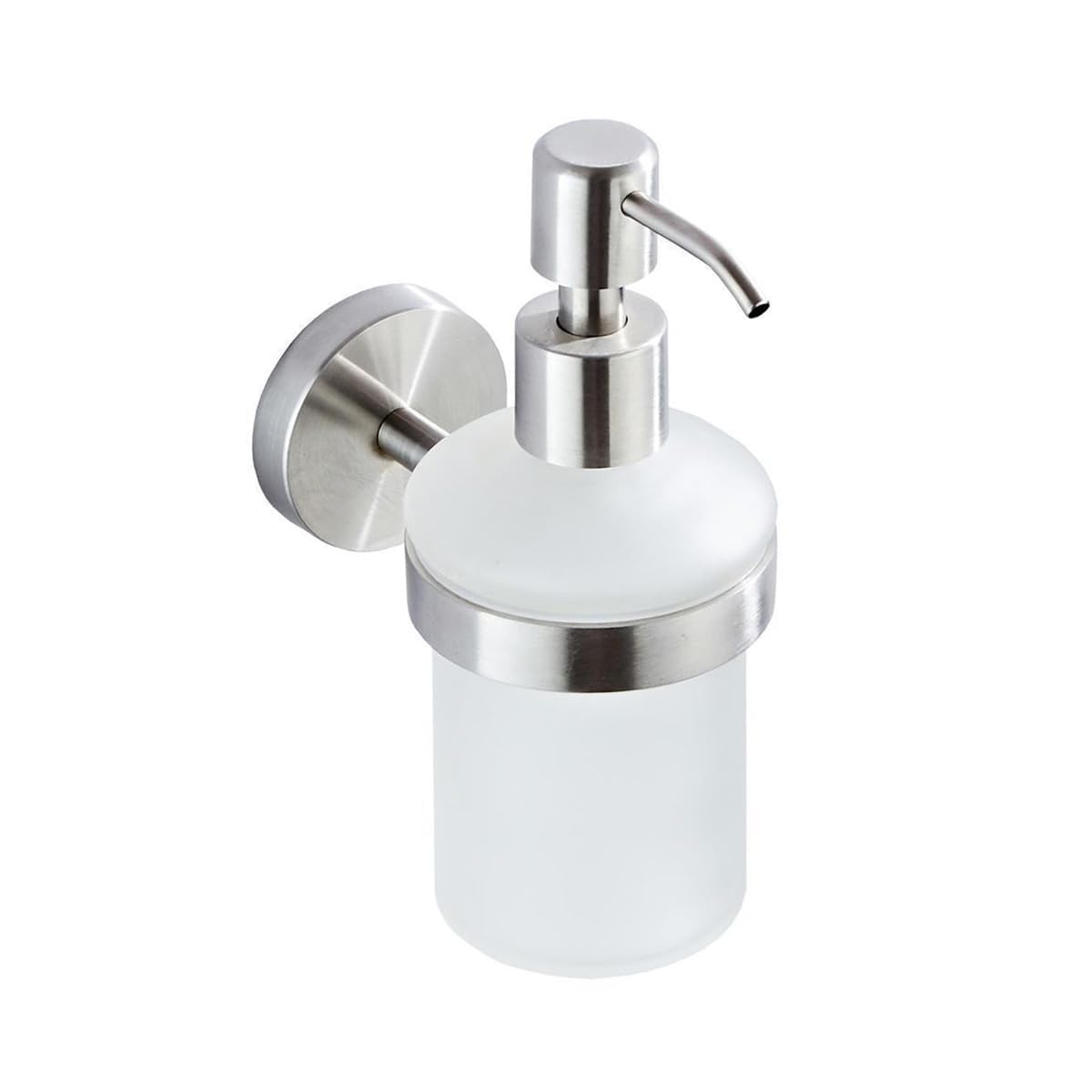 Ludom Dispensador de jabón de Pared de Cristal, Acero Inoxidable y Cristal Mate, para Cocina y baño