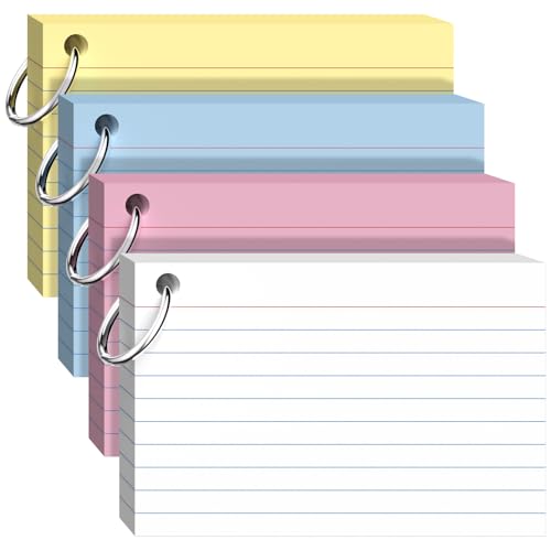 Tarjetas de índice con anillo de 4x6 pulgadas en colores para planificar proyectos