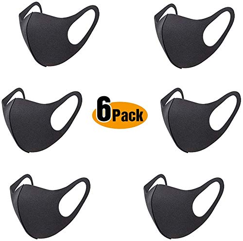 Fashion Protective Face Cover, Unisex Dust Mouth Cover Black 6 Pack