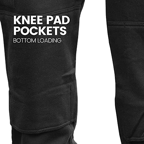 Site King Mens Cargo Combat Work Tracksuit Jogging Bottoms With Knee Pad Pockets Size S To 5XL Fleece Pants (Xl - 42/44 Waist, Charcoal) - 8