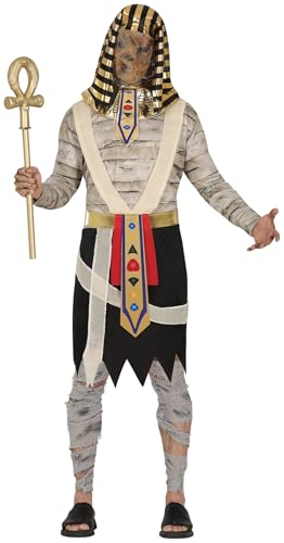 FIESTAS GUIRCA | Costume de Momie Pharaon pour Homme (48-50/M) - Robe, Ceinture, Coiffe et Col - Costumes d'Égyptiens et Momies pour Halloween, Carnaval et...