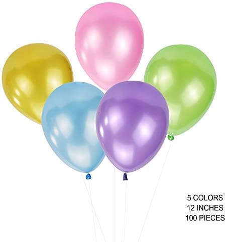 Miniatura 2 de 100 globos de látex biodegradables de 12 pulgadas, grandes, redondos, metálicos, nacarados, arcoíris, colores surtidos, inflados a granel, helio,