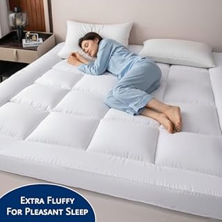 Mattress Topper 10cm KING Size Bed Extra Deep & Super Soft hotel quality Mattress Enhancer Box Stitched Mattress Pad with Strong Corner Elastic Straps (10cm, King - 152 × 200 CM)