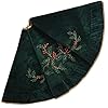 Xsem holly leaf embroidered velvet christmas tree skirt with pleat velvet border 50 dark green 50 inch  urban country home decor