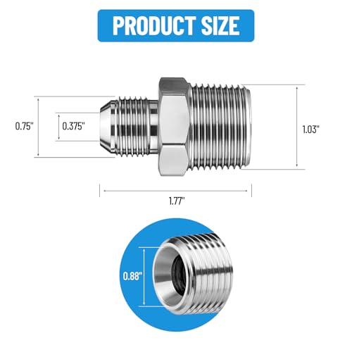 Image of 10 Pack Hydraulic Hose Adapter Fittings: 1 /2 inch JIC 37 Male x 3 /4 inch NPT Male, Straight Tube Connectors with Protection Cover