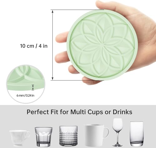 image for HFHOME Silicone Coasters Set, 4 Pcs Drink Coasters for Coffee Table, B