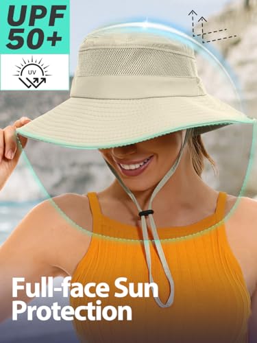 Image of EW East Water Sun Beach Hat for Women, UPF50+ Waterproof with Ponytail Hole
