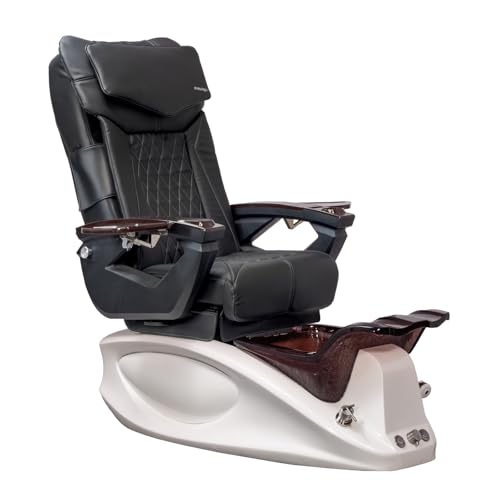 T4 LUXUS Spa Pedicure Chair White w/Discharge Pump Stylish Pedicure Tub with MAYAKOBA LX Massage Chair, Black