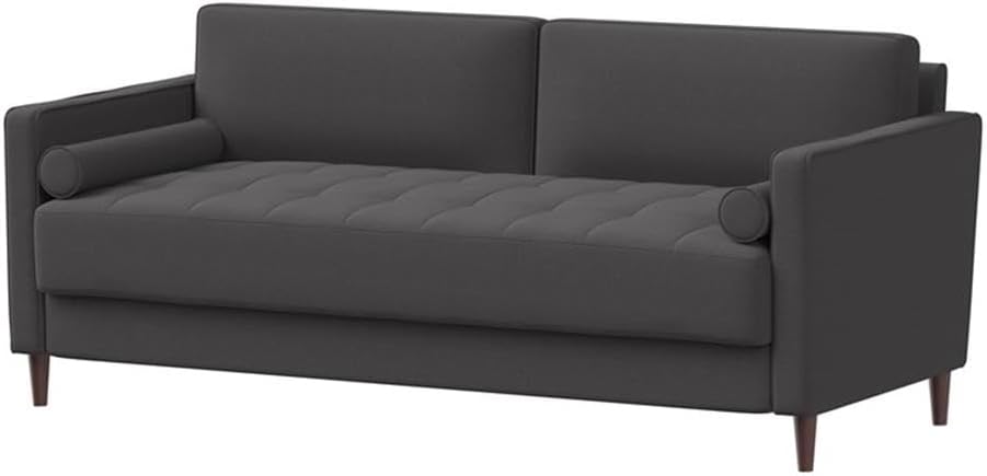 Studio Living® Lexington 75.6" Sofa, Mid-Century Modern, Pocket Coil Comfort, Easy Assembly, Woven Fabric, Heather Gray