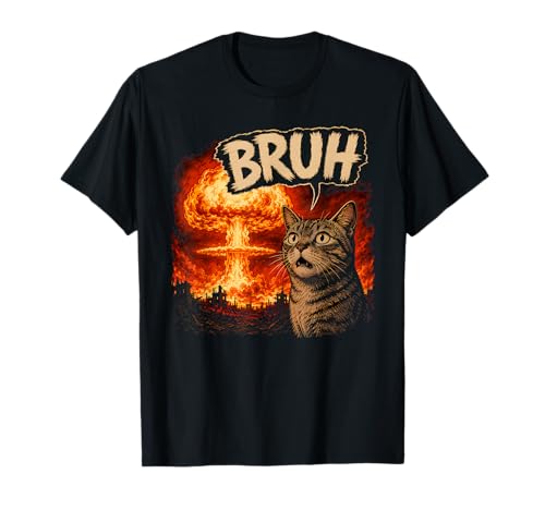 Bruh Cat Meme Funny Kids Meme Slang Trendy Viral Joke T-Shirt