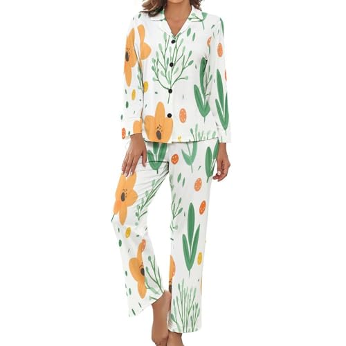 Pyjama Femme 2 Pièces Imprimé Dessins Animés Floraux en Grande Taille