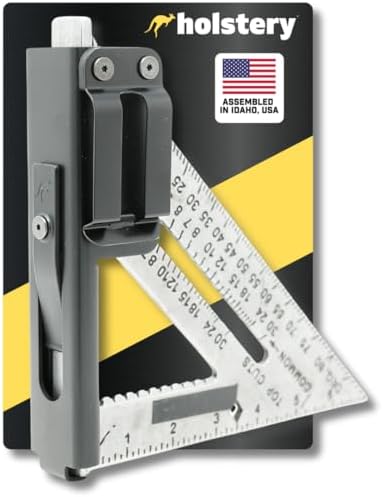 SquareMaster Pro | Square Holder - Clip-On Rafter Square Holster for Tool Belt - Great for Carpenters, Framing, Woodworking - Spring Steel Belt Clip