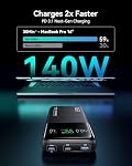 INIU 140W Banque d'énergie pour ordinateur portable, sécurité de vol 27000mAh Chargeur portable de grande capacité avec USB C Câble, chargeur de téléphone d'affichage numérique, 3 Ports Voyage Pack de batterie externe pour MacBook iPad Deck à vapeur etc