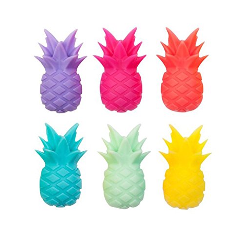 Outlook Design Italia Pineapple Glass Markers marcadores Juego de 6 Unidades, Silicona, Multicolor, 6 Unidad