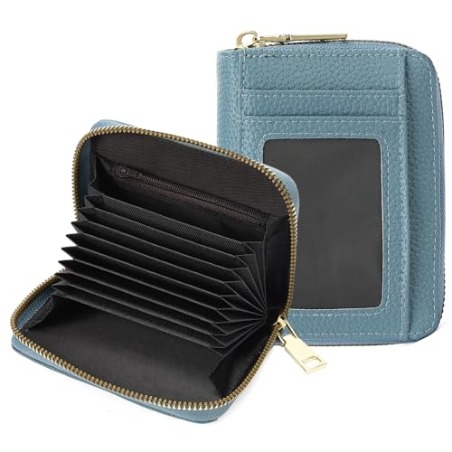 Image of GAEKEAO Card Holder Women RFID Blocking Small Purse Vegan Leather Accordion Card Case with Coin Pocket ID Window