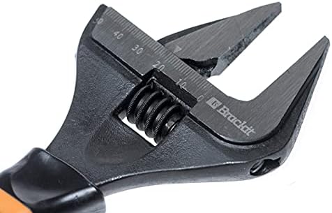 Brackit Set of 2 Wide Jaw Adjustable Wrench  8 and 10 inch Heavy Duty Forged Steel Spanner with Soft Grip Handle and Hanging Storage Sleeve