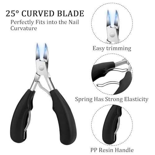 SYEYCW 2 Piezas Cortauñas Profesionales, Afiladas para Uñas Gruesas, Cortauñas de Precisión para Pies, Negros - imagen 3