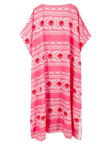 Image of Moss Rose Kaftan Dresses for Women V Neck Summer Swimsuit Cover up Caftan Maxi Beach Dresses