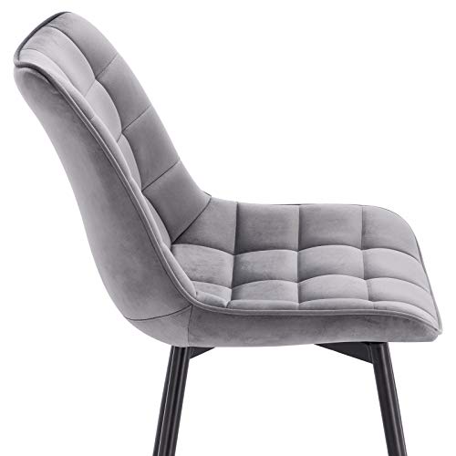 WOLTU BH142hgr-4 Eetkamerstoelen Lichtgrijs set van 4,Keukenstoelen Scandinavische stoel in Fuweel en Metaal - Image 7