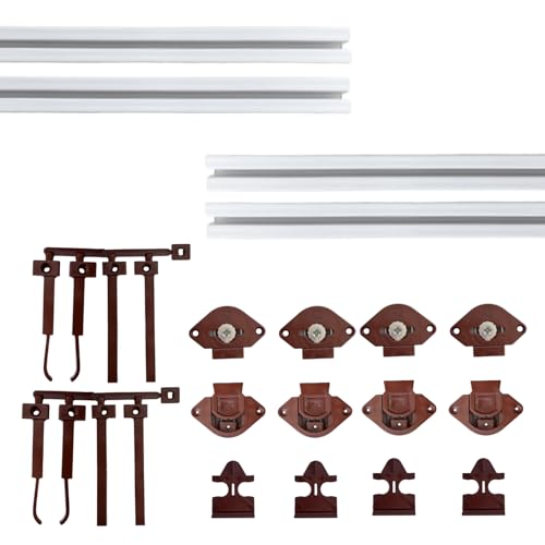 EVOTRADE Kit Ferramenta JUNIOR-4 per Armadi Scorrevoli con 2 Ante con Peso Max. 50 Kg - Kit con 4 Binari Bianchi da 2 Metri, Carrelli, Ruote e Accessori per Montaggio Facile