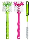 Reinigungsbürste 3er Pack – Spülbürste für Mixbehälter und Messer - Ideales Zubehör zum Reinigen von Küchenmaschinen, Standmixer u.v.m. Bürste (1x Grün/ 1x Pink/ 1x Grün)