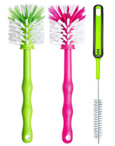 Das beliebteste Zubehör für den Thermomix® 15 Reinigungsbürste 3er Pack – Spülbürste für Mixbehälter und Messer - Ideales Zubehör zum Reinigen von Küchenmaschinen, Standmixer u.v.m. Bürste (1x Grün/ 1x Pink/ 1x Grün)