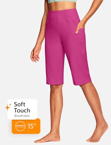 Image of ISEEGZ 15 inch / 18 inch / 21 inch / 25 inch Capri Pants for Women High Waist with Pockets Women's Capris Workout Yoga Pants Loose Straight Leg