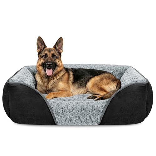JOEJOY Hundebett XXL für Grosse Hunde, Hundekorb Waschbar Flauschig, Anti- Angst Hundebetten Weich Bequem, Hundekörbchen für Grosse Hunde und Katzen, 106x80x23cm