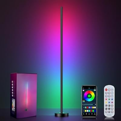 Corner Floor Lamp, LED Corner Lamp with App and Remote Control, RGBICW 16 Million DIY Colors & 68+ Scene, Music Sync, Color Changing Smart Ambient Light for Living Rooms, Bedrooms, and Gaming Rooms