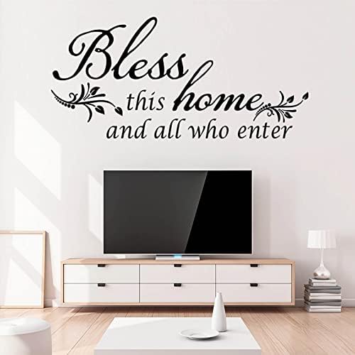 Room Decorations Wall Decals Quotes Stickers,Bless This Home and All Who Enter, Home Decors Inspirational Sticker for Entryway Living Room Décor Art Letters
