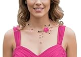  Collier rose fuschia et noir, parure bijoux fushia mariage