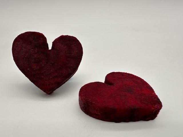Carved Heart Beet, Red, Avg 80 Pcs, Avg 2.5 lb Case - Fresh Vegetables Carved into Hearts for Valentine's Day