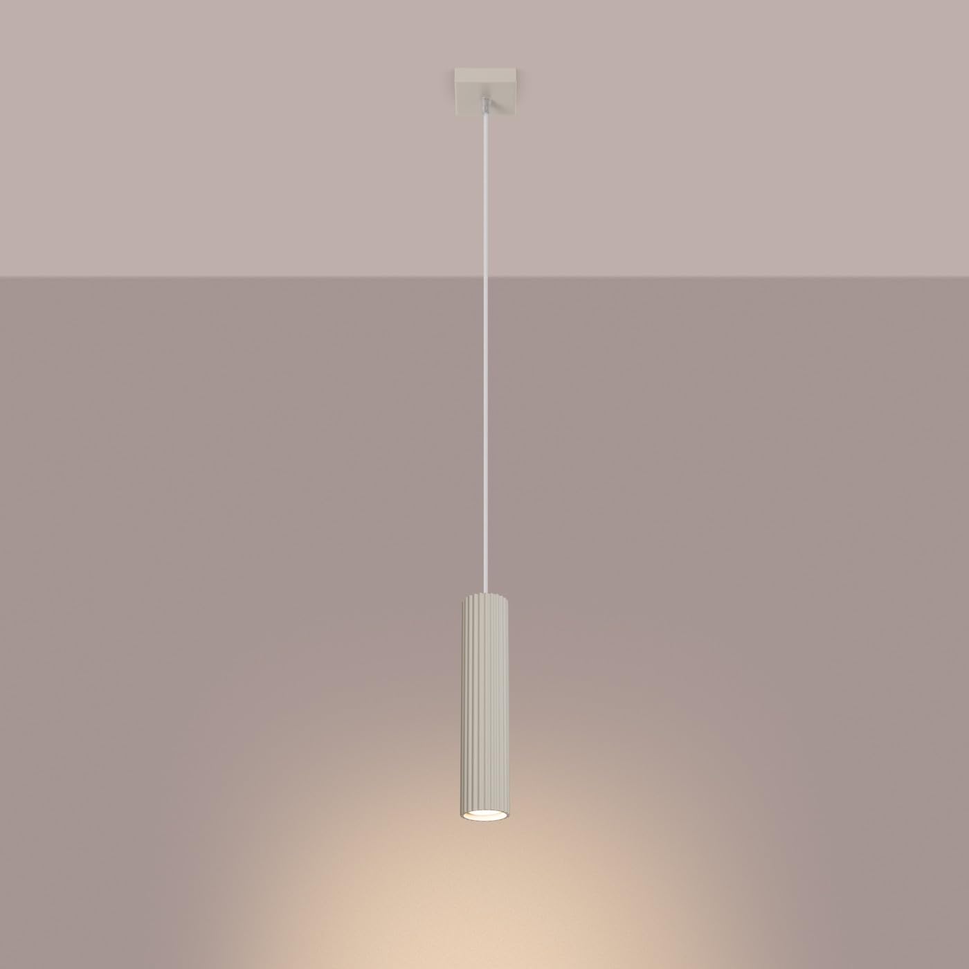 SOLLUX lighting Hängelampe Pendelleuchte Hängeleuchte Deckenlampe Lampe Decke Aluminium 1 Flammig 8 x 8 x 118 cm Karbon Beige