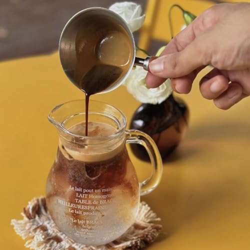 Vaso medidor espresso acero inoxidable 3.4 oz con mango de madera miniatura 4