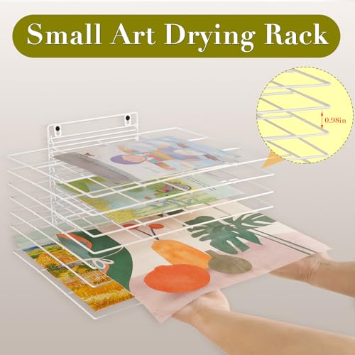 Image of Art Drying Rack for Classroom Paint Drying Rack Small Wall Art Storage Rack with 8 Removable Shelves for Classrooms and Art Studios (White, 8 Shelves)