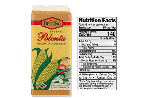 Bellino Instant Polenta, 17.6 Oz (Pack Of 4)- Quick And Easy Italian Cornmeal Dish With Grocery Restock Reminder Card By Intfeast #TOP1