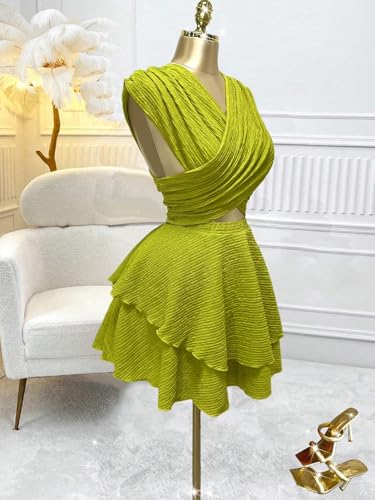 SOLY HUX Women's Sleeveless Criss Cross Ruffle Mini Dress Vacation Cocktail Dresses Concert Outfit4