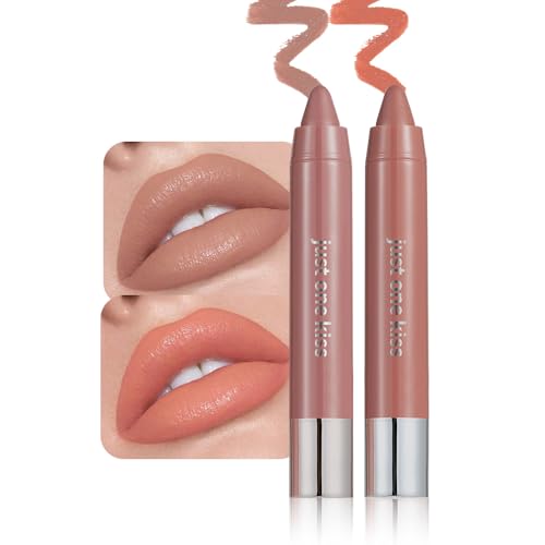 2Pcs Nuetral Nude & Coral Hydrating Cream Lipsticks Lip Crayon