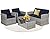 KROFEM 4 Pieces Patio Conversation Set, Outside Rattan Sectional Sofa, Cushioned Furniture Set, Wicker Sofa Ideal for Garden, Porch, Backyard, Grey Color Rattan and Blue Cushion